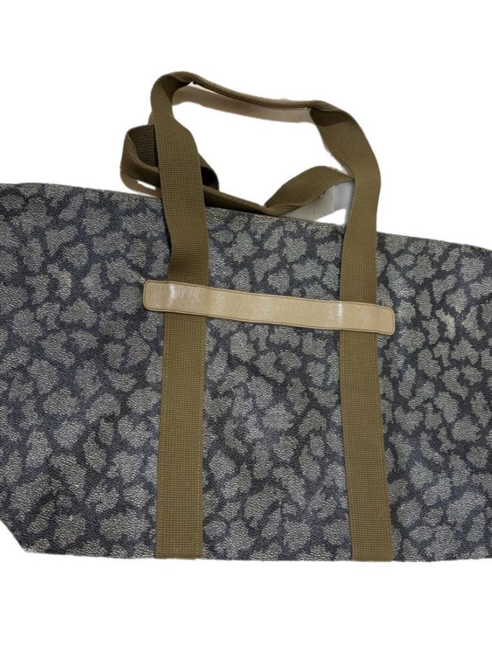 Canvas Patterned Tote Bag in Gray and Olive